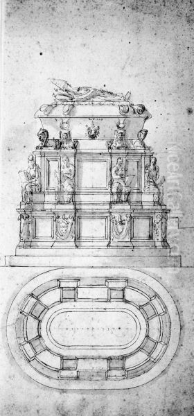 Design For The Tomb Of Pope Clement Vii Oil Painting by Antonio Ii Da Sangallo