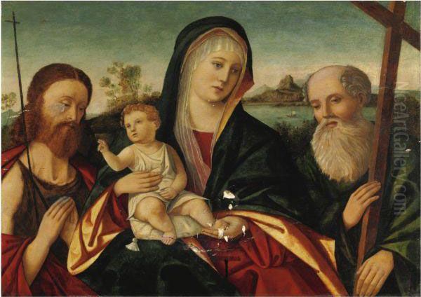 Madonna Col Bambino E Santi Oil Painting by Girolamo da Santacroce