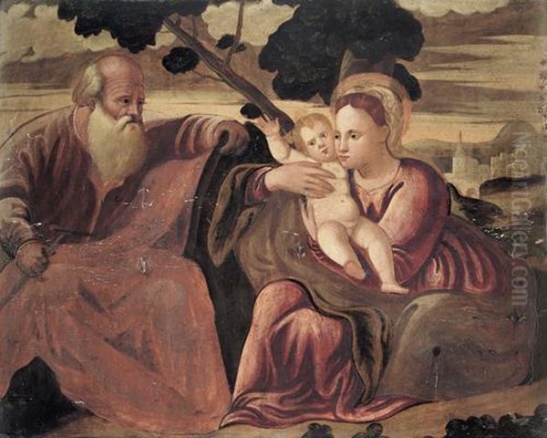 Sacra Famiglia Oil Painting by Girolamo da Santacroce