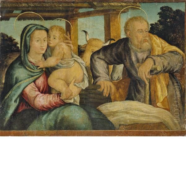 Sacra Famiglia Oil Painting by Girolamo da Santacroce