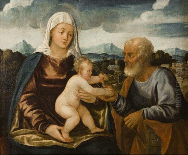 Sacra Famiglia Oil Painting by Girolamo da Santacroce