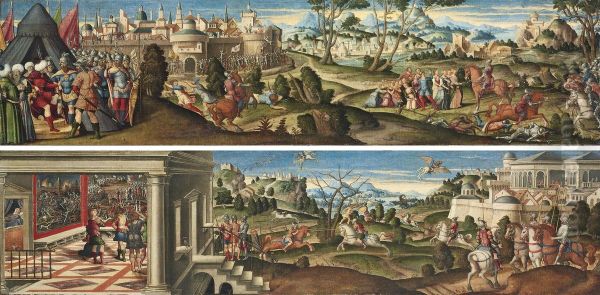 Scenes From Orlando Furioso Oil Painting by Girolamo da Santacroce