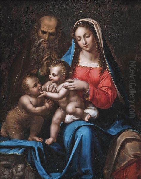 The Holy Family With The Infant Saint John The Baptist Oil Painting by Cesare da Sesto