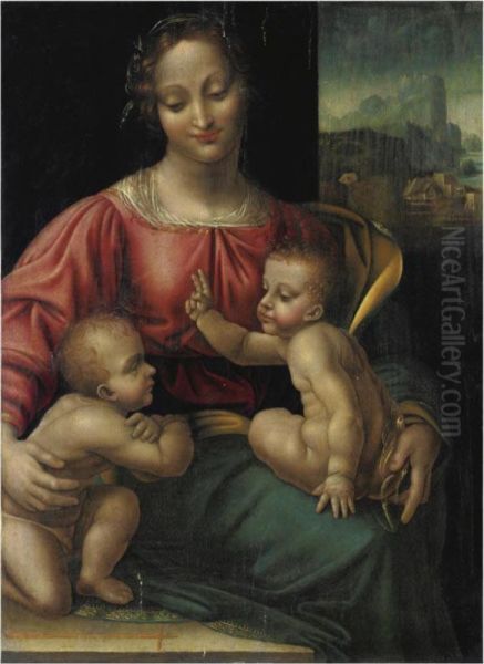 Madonna Col Bambino E San Giovannino Oil Painting by Cesare da Sesto