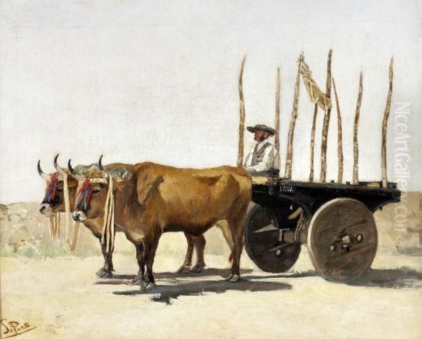 Carro De Bois Oil Painting by Antonio Carvalho Da Silva Porto