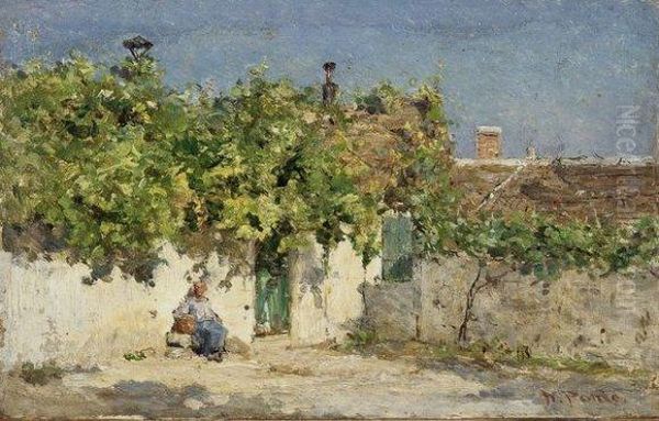 Cour De Ferme Oil Painting by Antonio Carvalho Da Silva Porto