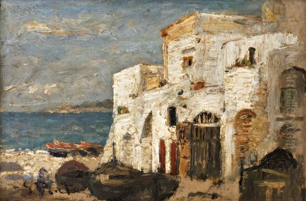 Alfandega De Capri - Napoles Oil Painting by Antonio Carvalho Da Silva Porto