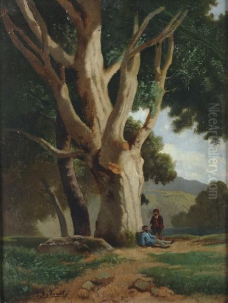 Albero E Figure Oil Painting by Serafino Da Tivoli