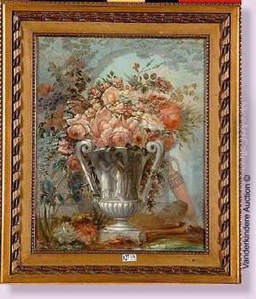 Vase De Fleurs Oil Painting by A Dabancourt