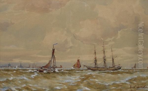 Sailing Vessels Of The Coast Oil Painting by Fred Dade