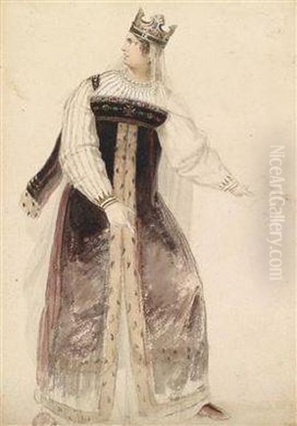 The Actress Sophie Schroder In A Costume After Daffinger's Design Oil Painting by Moritz Michael Daffinger