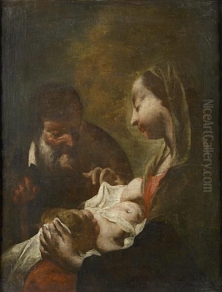 The Holy Family Oil Painting by Francesco Daggiu Daggiu Il Capella