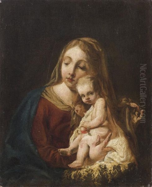 Madonna Col Bambino Oil Painting by Francesco Daggiu Daggiu Il Capella