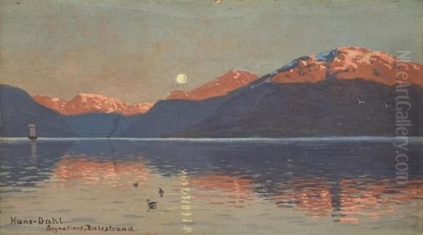 Der Sognefjord Bei Balestrand Oil Painting by Hans Dahl