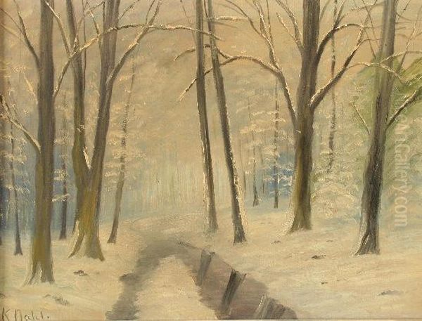 Schneelandschaft Oil Painting by Karl Dahl