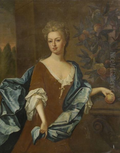 Portrait Of A Lady; Traditionally Identified As Susanna Bird Oil Painting by Michael Dahl