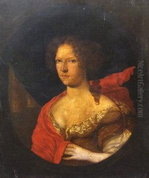 Portrait Of A Lady With Red Cloak Oil Painting by Michael Dahl