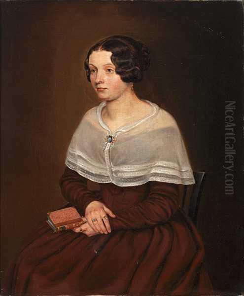 Portrett Av Caroline Dahl Oil Painting by Siegwald Johannes Dahl