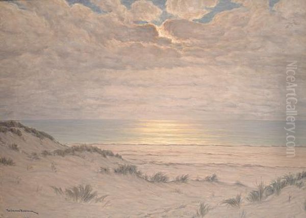 Coastal Landscape With Setting Sun Oil Painting by Wilhelm Dahlbom