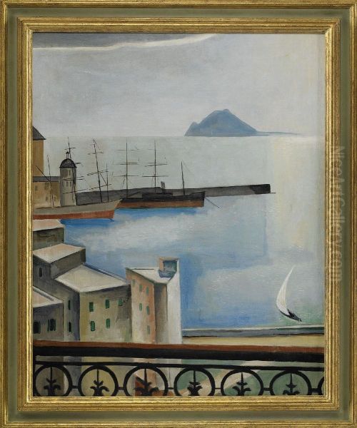 Hamnen I Pozzuoli - Neapel Oil Painting by Ewald Albin Filip Dahlskog