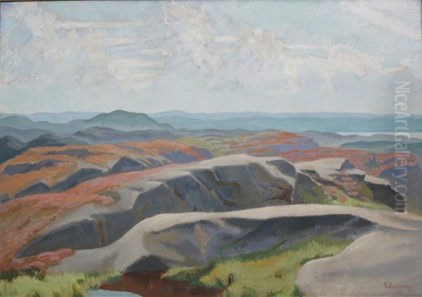 Klipplandskap Oil Painting by Ewald Albin Filip Dahlskog