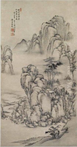 Landscape After Guan Tong (10th Century) Oil Painting by Tang Dai