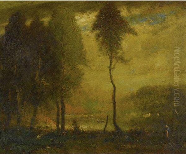 The Pond - Late Afternoon Oil Painting by Elliott Daingerfield