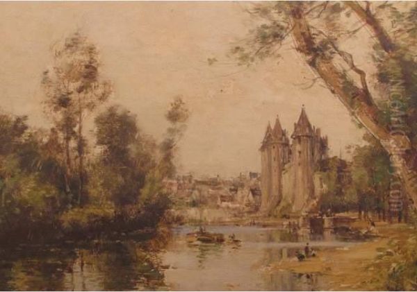 Chateau De Josselin Et Un Port En Toscane Oil Painting by Maurice Dainville