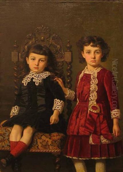 Two Children Oil Painting by Jules Daisay