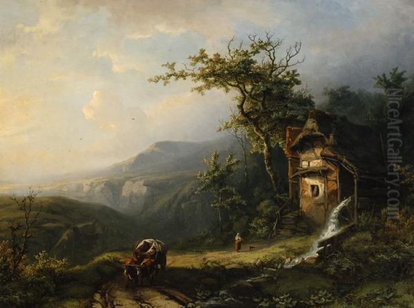 By The Watermill Oil Painting by Alexander Joseph Daiwaille