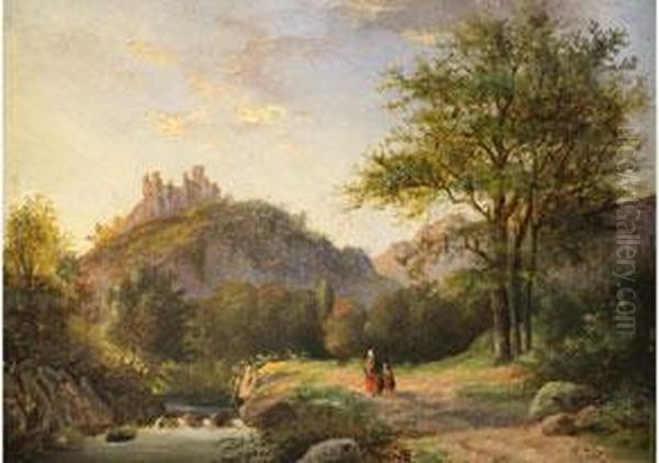 Sommerliche Landschaft Mit Oil Painting by Alexander Joseph Daiwaille