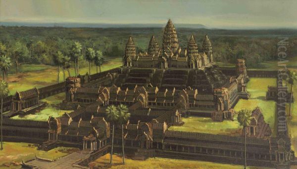 Angkorwat, Kambodscha Oil Painting by Carel Lodewijk, Dake Jr.