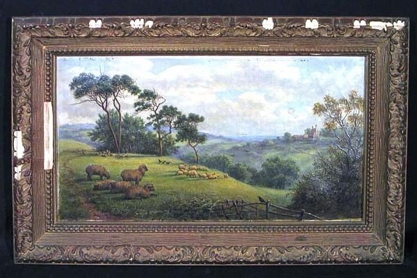 Sheep In An Extensive Landscape; And Four Other Paintings By Different Hands (5) Oil Painting by Joseph Dakin