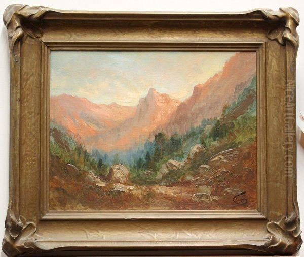 Mountain Landscape At Sunset Oil Painting by Tilden Dakin