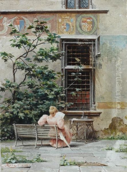 La Lettura Oil Painting by Adolfo Dalbesio