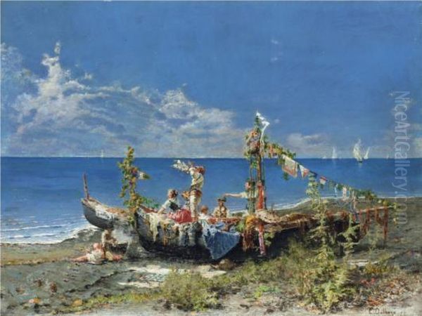 Festa Sul Mare Oil Painting by Edoardo Dalbono