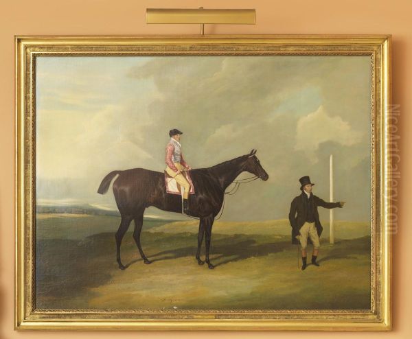 Portrait Of Hexgrave, Jockey Up, With Owner Oil Painting by David of York Dalby