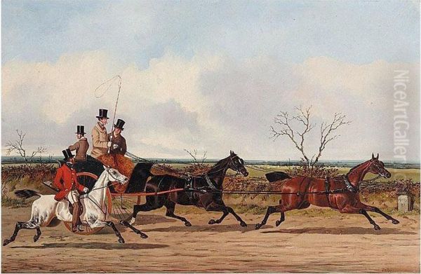 A Horse Drawn Chaise On The Road To York Oil Painting by John Dalby Of York