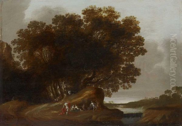 Baumlandschaft Mit Nymphen Oil Painting by Dirk Dalens I