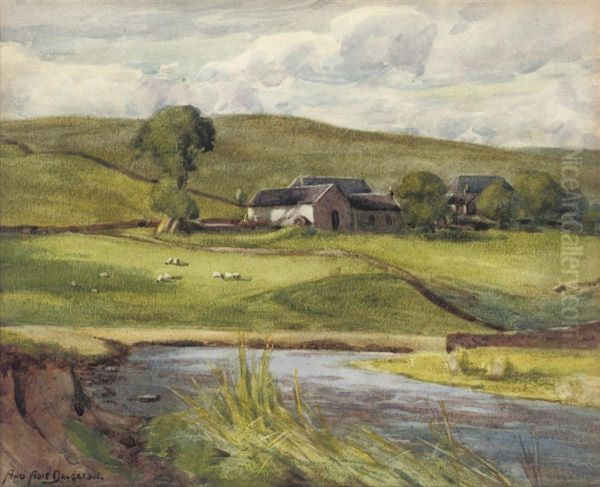 A Farm Near Crawfordjohn, Lanarkshire Oil Painting by Andrew Adie Dalglish