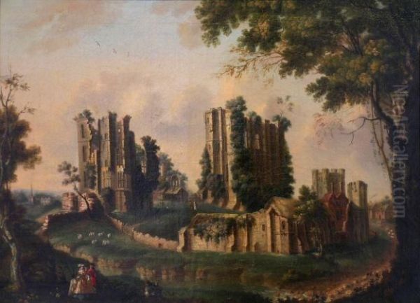 Figures By Kenilworth Castle Oil Painting by Nicholas Thomas Dall