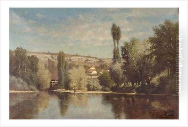 Lac De Montagne Oil Painting by Leon Dallemagne