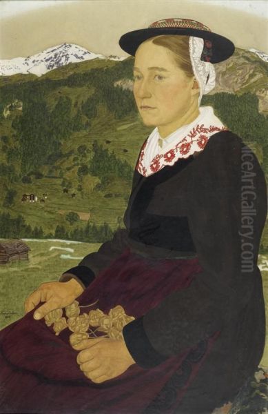 Woman From The Valais Oil Painting by Raphy Dalleves