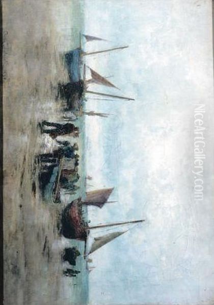 Beach Scene Oil Painting by Owen Dalziel