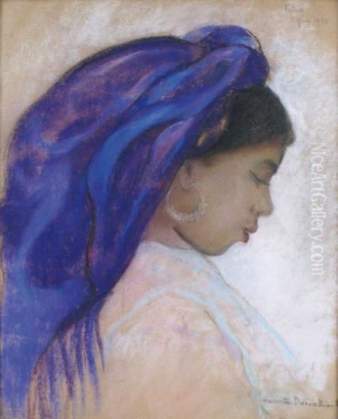 Jeune Fille De Profil Oil Painting by Henriette Damart