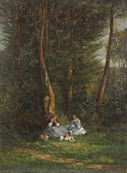 La Halte En Foret Oil Painting by Emile Charles Dameron