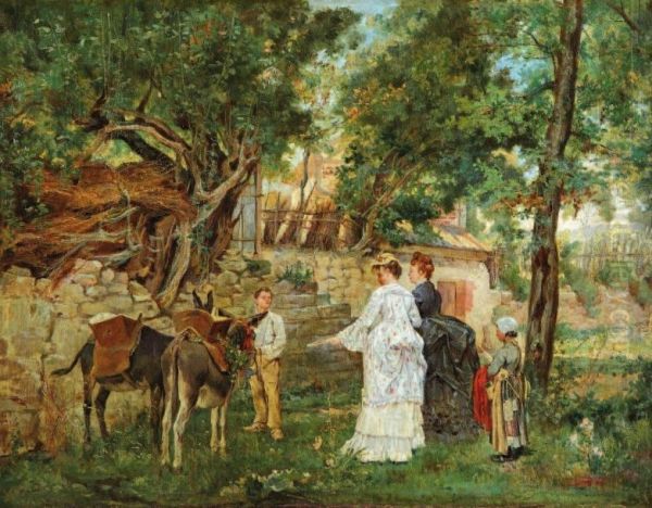 La Promenade A Ane Oil Painting by Emile Charles Dameron