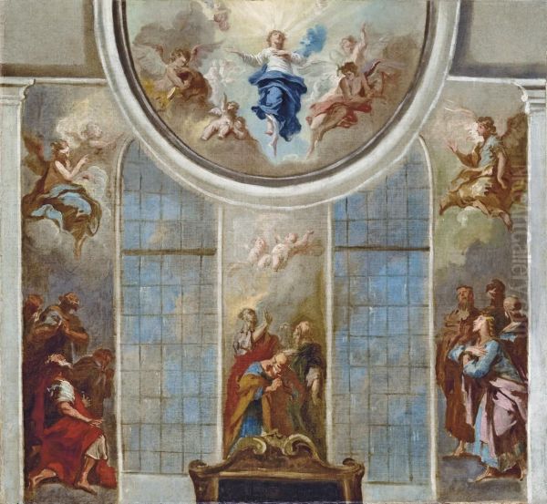 The Ascension: A Modello For The Apse And Cupola Of St. Peter-at-arches, Lincoln Oil Painting by Vincenzo Damini