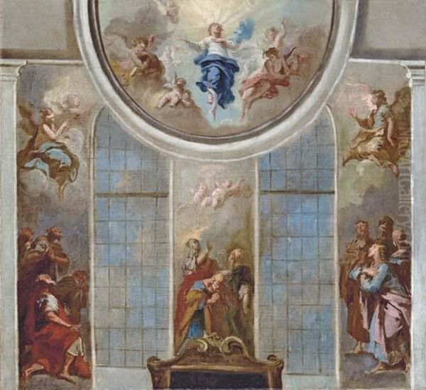 The Ascension - A Modello For The Apse And Cupola Of St. Peter-at-arches, Lincoln Oil Painting by Vincenzo Damini