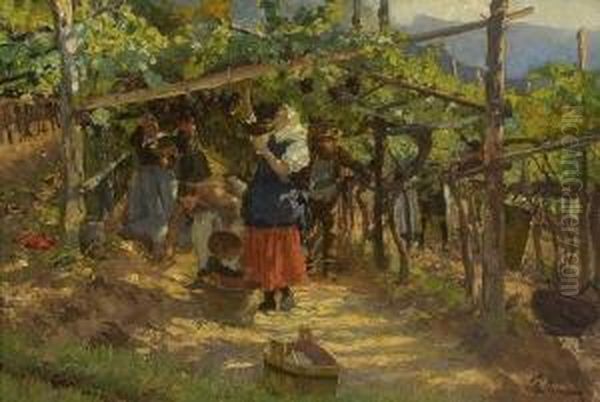 Weinernte. Oil Painting by Rudolf Dammeier